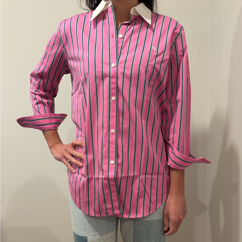 Ralph Lauren Women’s Striped Pink Button Down